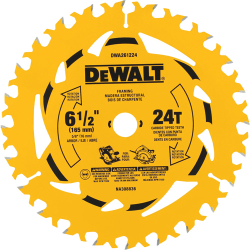 Carbide-Tipped Framing Circular Saw Blade, 6-1/2", 24 Teeth, Wood Use Equipment World