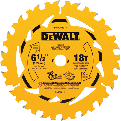 Framing Circular Saw Blade, 6-1/2", 18 Teeth, Wood Use Equipment World