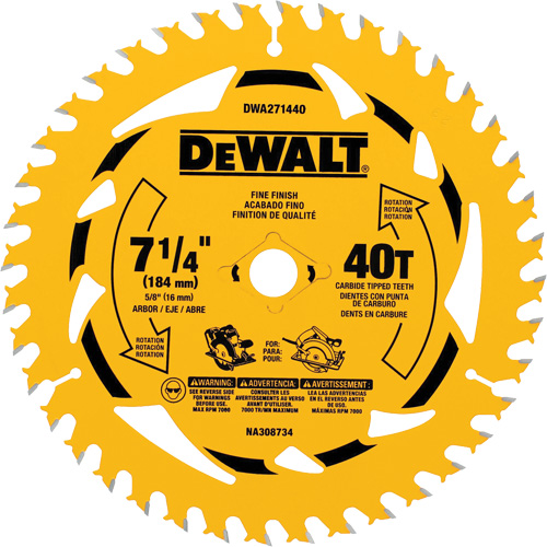 Circular Saw Blade, 7-1/4", 40 Teeth, Wood Use Equipment World