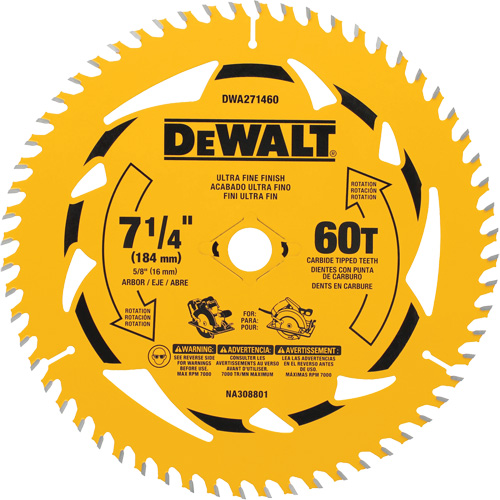 Circular Saw Blade, 7-1/4", 60 Teeth, Wood Use Equipment World