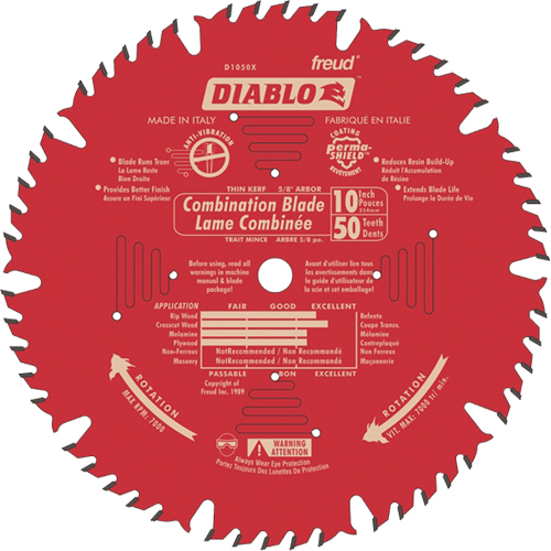 Contractor Saw Blades - Combination Saw Blades, 10", 50 Teeth, Wood Use Equipment World