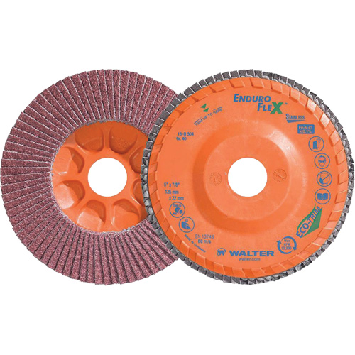 Enduro-Flex Stainless Flap Disc, 5" x 5", Type 27, 40 Grit, Zirconia Alumina Equipment World