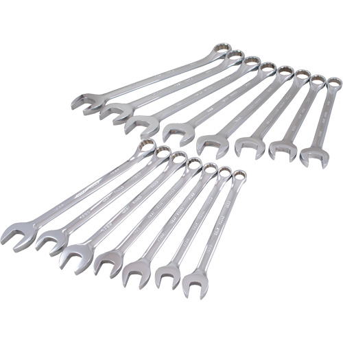 Mirror Chrome Wrench Set, Combination, 15 Pieces, Metric Equipment World