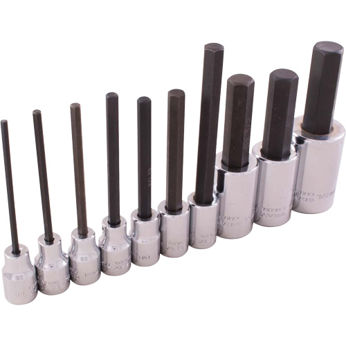 SAE Hex Head Socket Set, Hex, 1/2"/3/8" Drive, 10 Pcs Equipment World