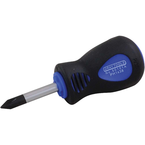 Stubby Screwdriver, #1, 3-1/4" L, Cushion Grip Handle Equipment World