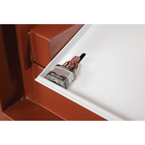 Coffre de chantier et surface de travail sur le terrain, 33" la x 63" p x 80" h, Acier, Rouge Equipment World