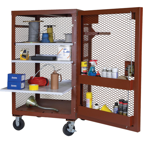 Mobile Mesh Cabinet, Steel, 22 Cubic Feet, Red Equipment World