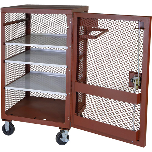 Mobile Mesh Cabinet, Steel, 22 Cubic Feet, Red Equipment World