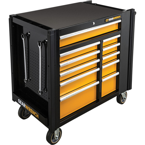 Powered Tool Cart, 11 Drawers, 42-1/2" W x 24-7/16" D x 41" H, Black/Orange Equipment World