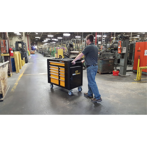 Powered Tool Cart, 11 Drawers, 42-1/2" W x 24-7/16" D x 41" H, Black/Orange Equipment World