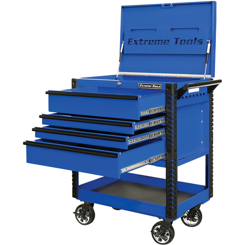 EX Deluxe Series Tool Cart, 4 Drawers, 22-7/8" L x 33" W x 44-1/4" H, Blue Equipment World