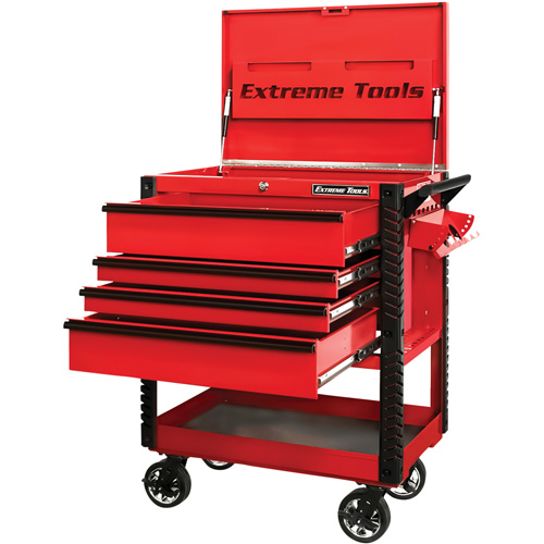 EX Deluxe Series Tool Cart, 4 Drawers, 22-7/8" L x 33" W x 44-1/4" H, Red Equipment World