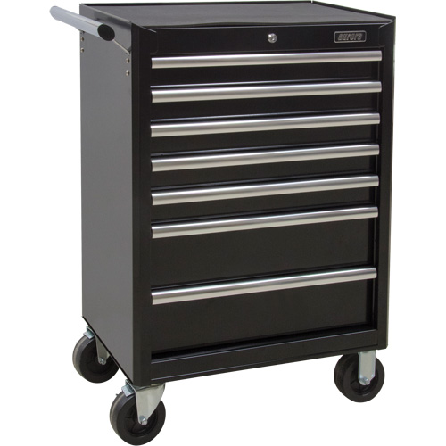 Industrial Tool Cart, 7 Drawers, 27" W x 18-3/4" D x 39" H, Black Equipment World