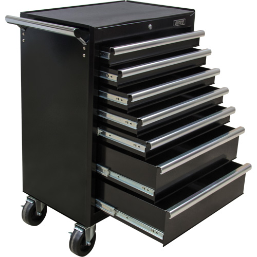 Industrial Tool Cart, 7 Drawers, 27" W x 18-3/4" D x 39" H, Black Equipment World