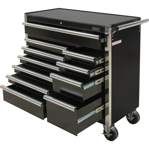 Industrial Tool Cart, 11 Drawers, 41" W x 18-3/4" D x 39-1/3" H, Black Equipment World