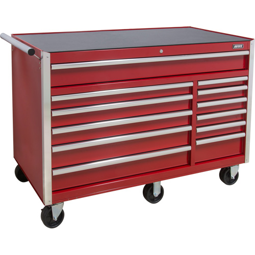 Industrial Tool Cart, 12 Drawers, 56" W x 24-1/2" D x 38-1/8" H, Red Equipment World