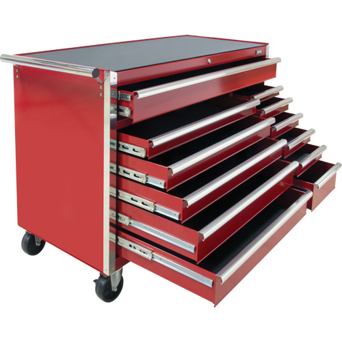 Industrial Tool Cart, 12 Drawers, 56" W x 24-1/2" D x 38-1/8" H, Red Equipment World