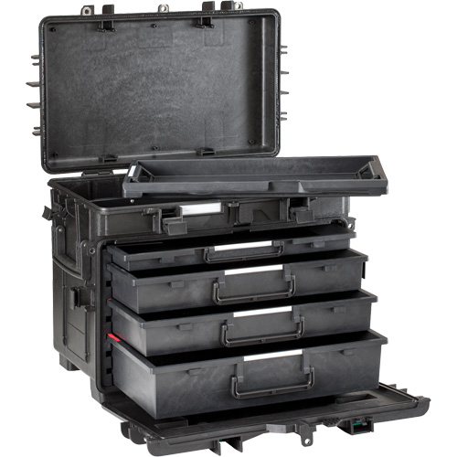 Military Mobile Tool Chest With Drawers, 4 Drawers, 22-4/5" W x 15" D x 18" H, Black Equipment World