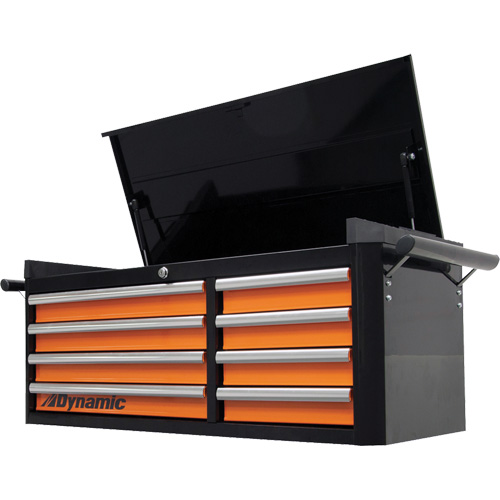 Top Chest, 42" W, 8 Drawers, Black/Orange Equipment World