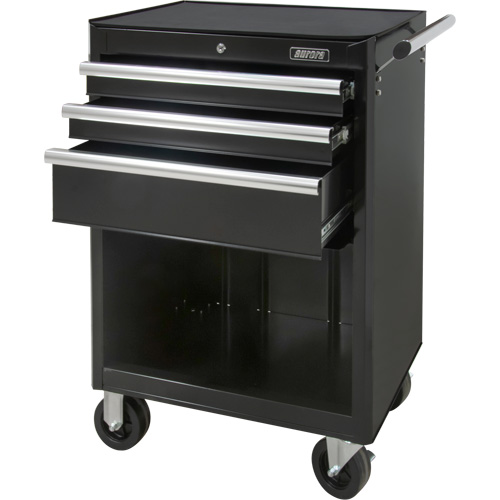 Industrial Tool Cart, 3 Drawers, 29-4/5" W x 21-1/5" D x 38-4/5" H, Black Equipment World