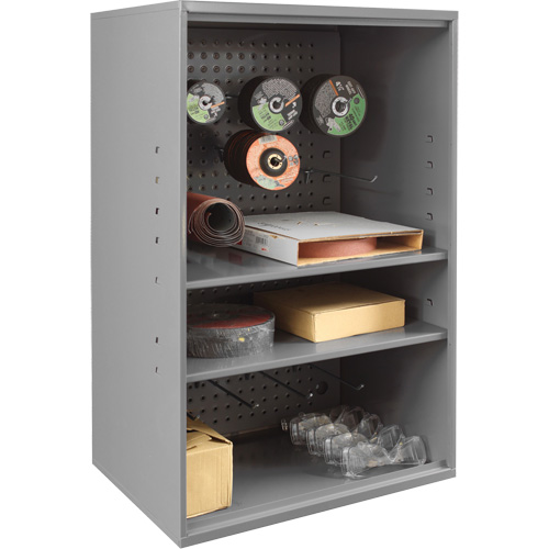 Abrasive Storage Cabinet with Pegboard, Steel, 19-7/8" x 14-1/4" x 32-3/4", Grey Equipment World