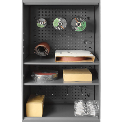 Abrasive Storage Cabinet with Pegboard, Steel, 19-7/8" x 14-1/4" x 32-3/4", Grey Equipment World