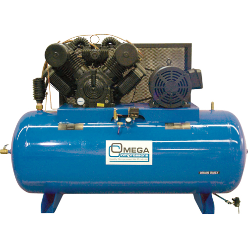Industrial Series Air Compressors - Horizontal Compressor - Two Stages, 200 Gal. (240 US Gal) Equipment World