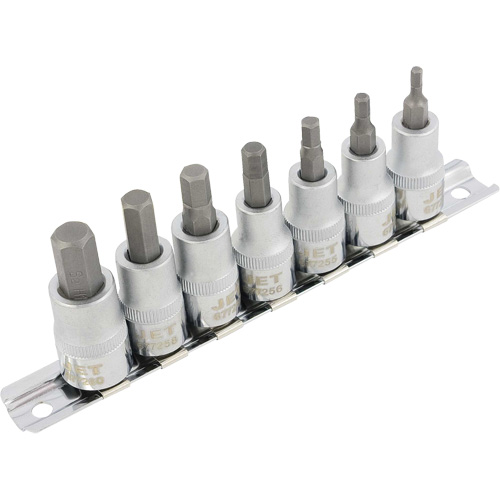 HSW3811M 7-Piece Metric 2" Long Hex Bit Socket Set, Hex, 3/8" Drive, 7 Pcs Equipment World