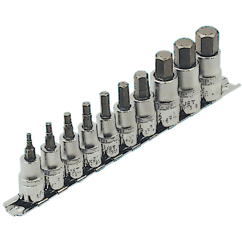 HSW3812-10 SAE Bit Socket Set, Hex, 1/2"/3/8" Drive, 10 Pcs Equipment World