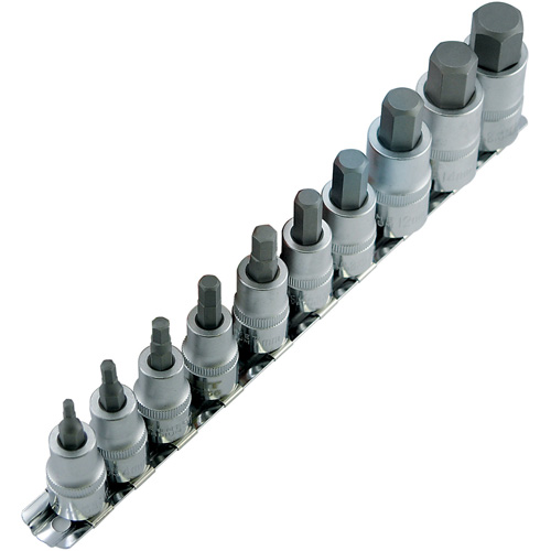 HSW3812-10M Metric Bit Socket Set, Hex, 1/2"/3/8" Drive, 10 Pcs Equipment World