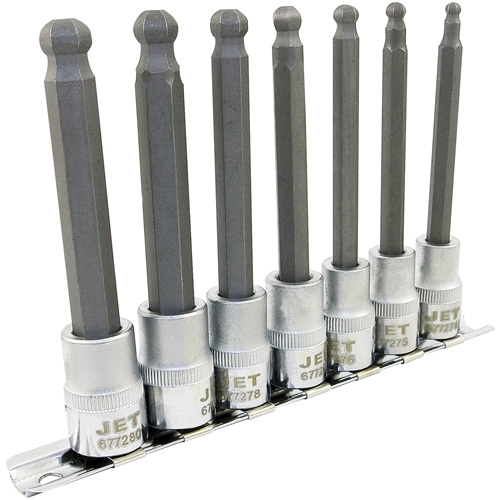 LHSW-3807M Metric 4" Long Ball Nose Socket Set, Hex Ball, 3/8" Drive, 7 Pcs Equipment World