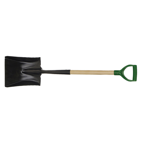 Square Point Shovel, Wood, Tempered Steel Blade, D-Grip Handle, 29" Long Equipment World