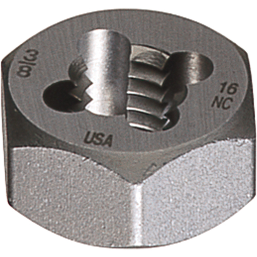 Hexagon Rethreading Dies, Bright Finish, 3/8"-24 Thread, High Speed Steel Equipment World