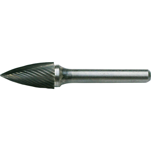 Solid Carbide Burrs - Tree Shape Pointed End, SG-5, 1/2" Dia., 1/4" Shank, 1" Depth of Cut Equipment World