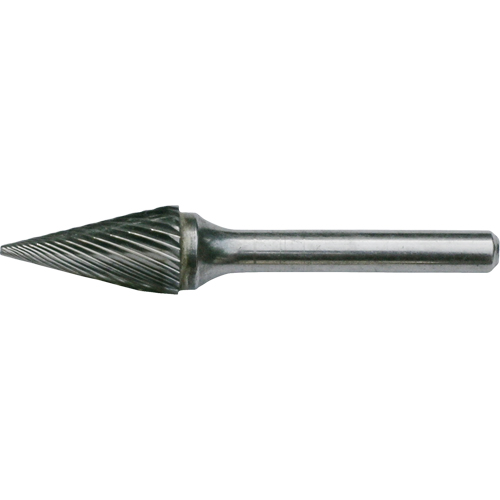 Solid Carbide Burrs - Pointed Cone Shape, SM-3, 1/4" Dia., 1/4" Shank, 1" Depth of Cut Equipment World