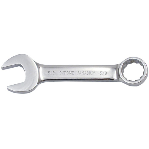 Fully Polished Stubby Combination Wrench, 12 Point, 3/8", Chrome Finish Equipment World