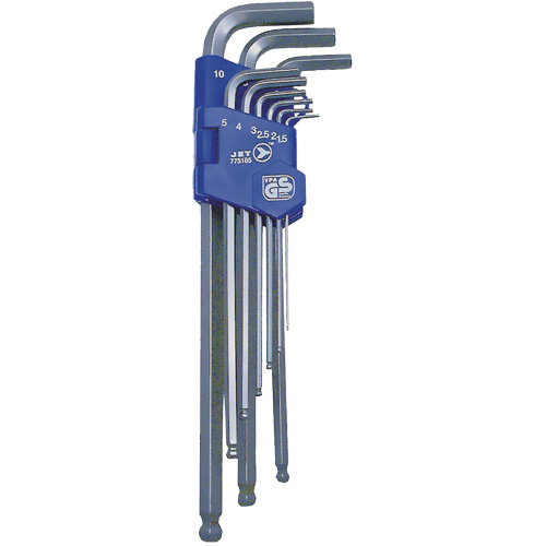 JBHK-9XLM Extra Long Ball Nose Hex Key Set, 9 Pcs., Metric Equipment World