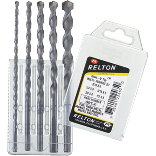 Groo-V Tip Multi-Purpose Specialty Drill Bit Sets, 5 Pieces, Carbide Equipment World