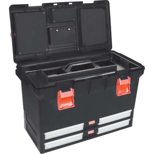 Plastic Tool Box, 22" W x 11" D x 14-1/2" H, Black Equipment World