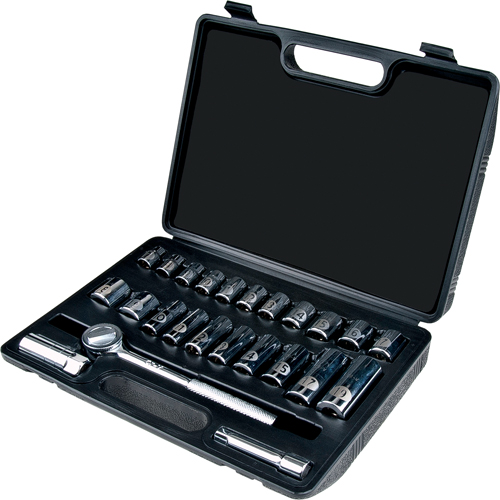 Metric Socket Set, 24 Pcs, 3/8" Drive Size, Deep Equipment World