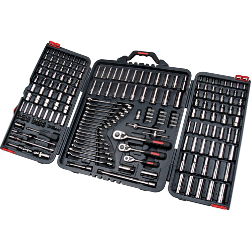 1/4", 3/8" & 1/2" Drive SAE/Metric Socket & Wrench Set, 210 Pcs, Deep Equipment World