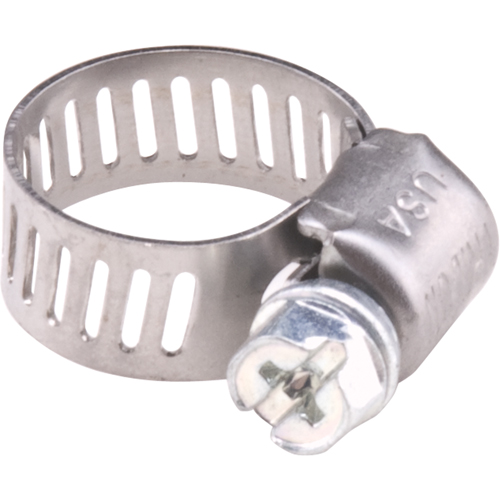 Hose Clamps - Stainless Steel Band & Zinc Plated Screw, Min Dia. 1/5", Max Dia. 5/8" Equipment World