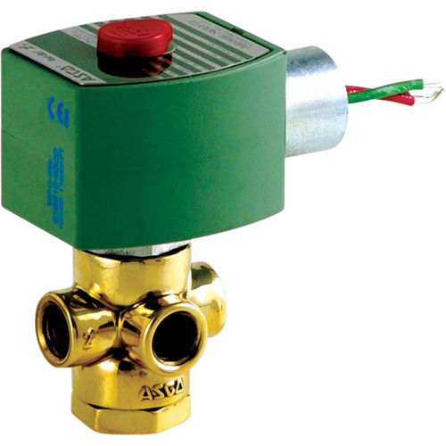3-Way Direct Acting Universal Solenoid Valves, 1/4" Pipe, 100 psi Equipment World