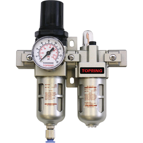 Airflo Compact Combination Units Filter/Regulator + Lubricator + Gauge, 1/4" NPT, 150 PSI Max. PSI, Modular Equipment World