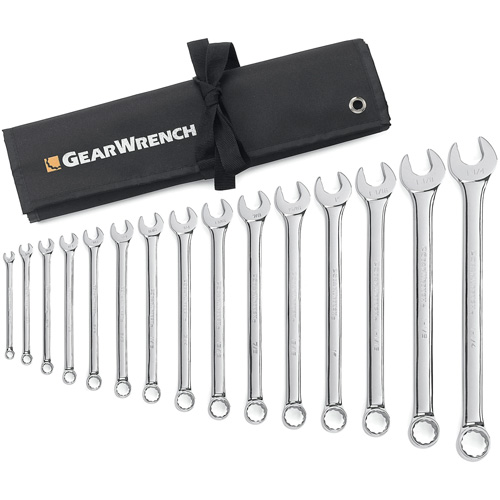 12-Point Long Pattern Wrench Set with Tool Roll, Combination, 15 Pieces, Imperial Equipment World