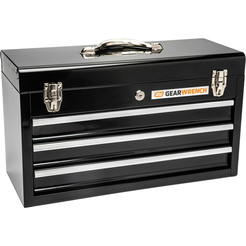 Portable Tool Box, 20" W, 3 Drawers, Black Equipment World