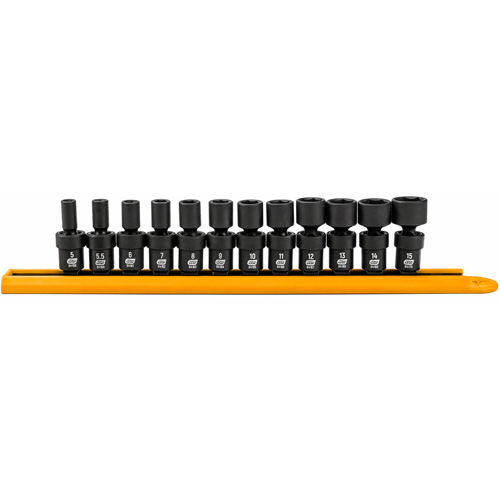 12-Piece 1/4" Drive 6 Point Universal impact Metric Flex Socket Set Equipment World
