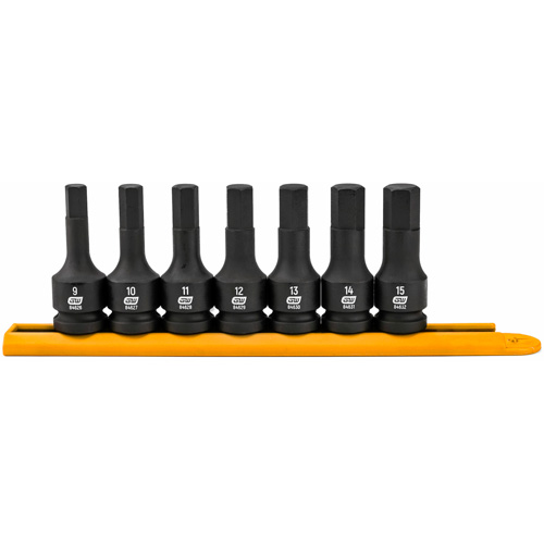 Impact Metric Bit Socket Set, Hex, 1/2" Drive, 7 Pcs Equipment World