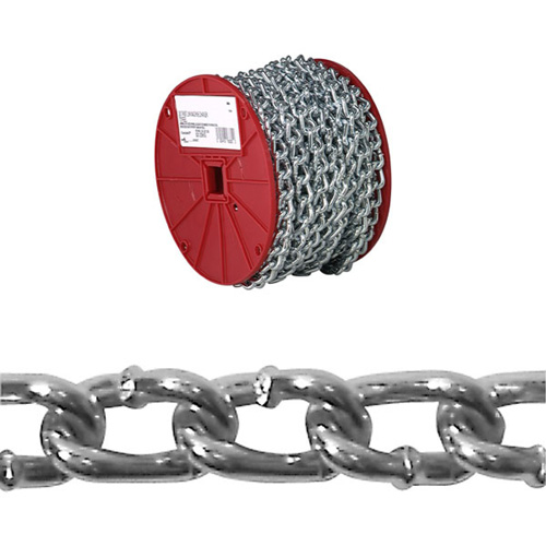 Twist Link Machine Chain, Low Carbon Steel, #2 x 125' (38.1 m) L, 310 lbs. (0.155 tons) Load Capacity Equipment World