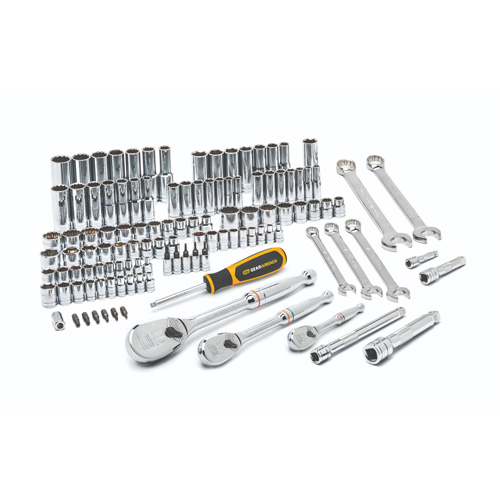 1/4", 3/8" & 1/2" Drive 6 & 12 Point Standard & Deep SAE/Metric Mechanics Tool Set Equipment World